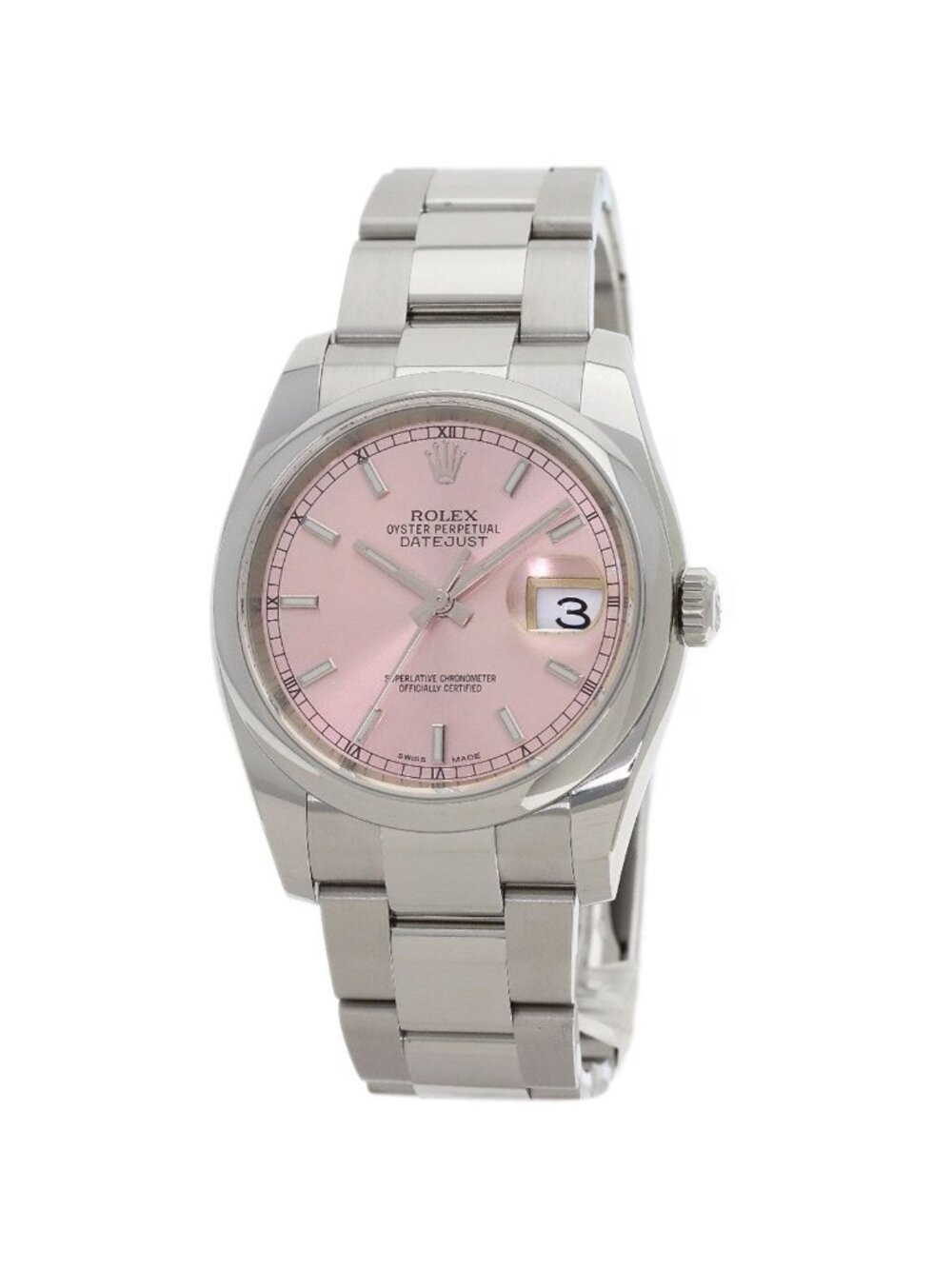 Rolex Datejust Pink Bar Watch SS